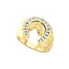 10kt Yellow Gold Mens Round Natural Diamond Horseshoe F