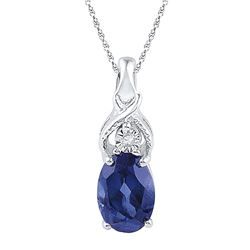 Sterling Silver Womens Oval Lab-Created Blue Sapphire S