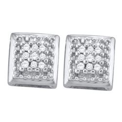 925 Sterling Silver White 0.10CTW DIAMOND CLUSTER EARRI