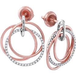 10kt Rose Gold Womens Round Natural Diamond Circle Dang