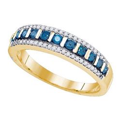 10K Yellow-gold 0.35CTW BLUE DIAMOND FASHION BAND