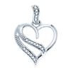 Image 1 : 925 Sterling Silver White 0.05CTW DIAMOND HEART PENDANT