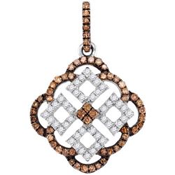 10KT White Gold 0.50CTW COGNAC DIAMOND FASHION PENDANT