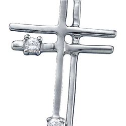 14KT White Gold 0.04CTW ROUND DIAMOND LADIES CROSS PEND