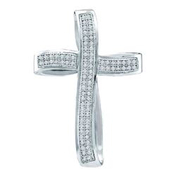 10KT White Gold 0.25CTW DIAMOND CROSS PENDANT