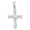Image 1 : 10KT White Gold 0.04CTW DIAMOND CROSS PENDANT