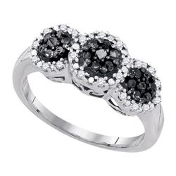 10K White-gold 0.34CTW-DIA BLACK DIAMOND FASHION RING