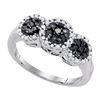 Image 1 : 10K White-gold 0.34CTW-DIA BLACK DIAMOND FASHION RING