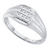Image 1 : 10KT White Gold 0.12CTW DIAMOND CLUSTER MENS RING