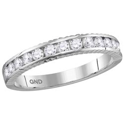 14kt White Gold Womens Round Natural Diamond Band Weddi