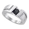 Image 1 : 925 Sterling Silver White 1.03CT DIAMOND MICRO-PAVE MEN