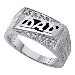 10KT White Gold 0.06CTW DIAMOND "DAD" MENS RING