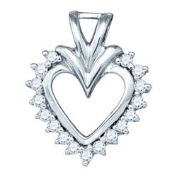 10KT White Gold 0.24CTW DIAMOND HEART PENDANT