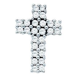 14KT White Gold 0.34CTW DIAMOND CROSS PENDANT