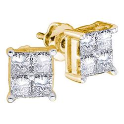 14KT Yellow Gold 0.25CTW DIAMOND LADIES INVISIBLE EARRI