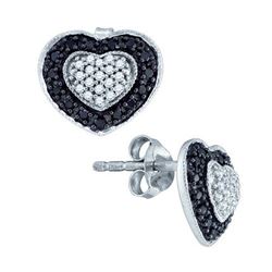 10KT White Gold 0.51CTW BLACK DIAMOND HEART EARRINGS