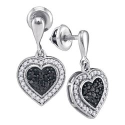 10KT White Gold 0.50CTW BLACK DIAMOND MICRO-PAVE EARRIN