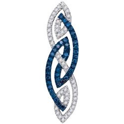 10KT White Gold 0.25CTW BLUE DIAMOND MICRO-PAVE PENDANT