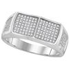 Image 1 : 10kt White Gold Mens Round Diamond Double Square Cluste