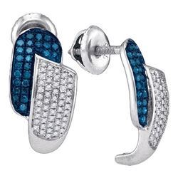 10KT White Gold 0.50CTW BLUE DIAMOND MICRO-PAVE EARRING