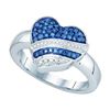 Image 1 : 10KT White Gold 0.33CTW BLUE DIAMOND HEART RING