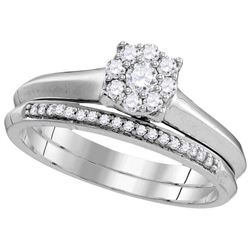 10k White Gold Womens Natural Round Diamond Bridal Wedd