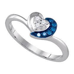 925 Sterling Silver White 0.12CT DIAMOND HEART RING