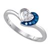 Image 1 : 925 Sterling Silver White 0.12CT DIAMOND HEART RING