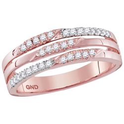 10kt Rose Gold Womens Round Natural Diamond 3-row Fashi