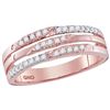 Image 1 : 10kt Rose Gold Womens Round Natural Diamond 3-row Fashi