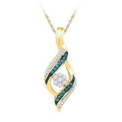 10K Yellow-gold 0.25CTW BLUE DIAMOND FASHION PENDANT