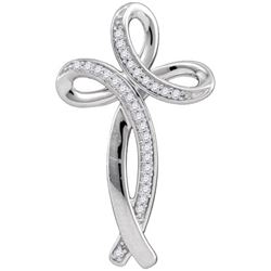 10KT White Gold 0.09CTW DIAMOND CROSS PENDANT