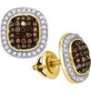 Image 1 : 10K Yellow-gold 0.55CTW DIAMOND MICRO PAVE EARRING