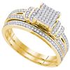 Image 1 : 10K Yellow-gold 0.33CT DIAMOND MICRO-PAVE BRIDAL SET