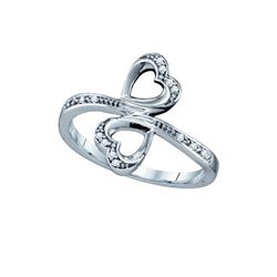 10KT White Gold 0.04CTW DIAMOND HEART RING