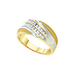 10kt Yellow Two-tone Gold Mens Round Channel-set Diamon