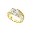 Image 1 : 10kt Yellow Two-tone Gold Mens Round Channel-set Diamon