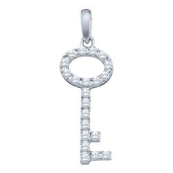 10KT White Gold 0.27CTW DIAMOND KEY PENDANT