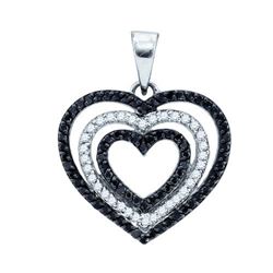 10KT White Gold 0.62CTW DIAMOND HEART PENDANT