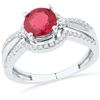 Image 1 : 10kt White Gold Womens Round Lab-Created Ruby Solitaire