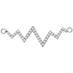 14kt White Gold Womens Round Diamond Heartbeat Bar Pend