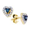 Image 1 : 10K Yellow-gold 0.21CT BLUE DIAMOND HEART EARRINGS