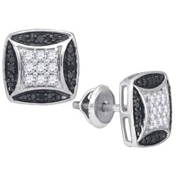 10KT White Gold 0.50CTW BLACK DIAMOND MICRO-PAVE EARRIN