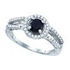 Image 1 : 10K White-gold 1.06CT BLACK DIAMOND MICRO PAVE RING