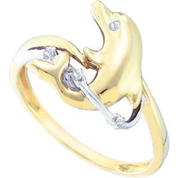 10KT Yellow Gold 0.03CTW DIAMOND DOLPHIN RING