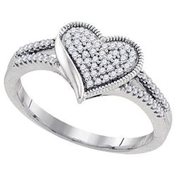 10KT White Gold 0.19CTW DIAMOND MOCRO-PAVE HEART RING