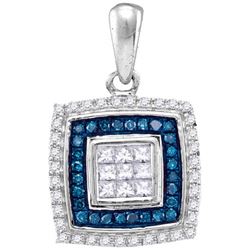 10KT White Gold 0.33CTW BLUE DIAMOND FASHION PENDANT