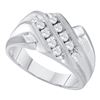 Image 1 : 10KT White Gold 0.35CT DIAMOND CLUSTER MENS RING