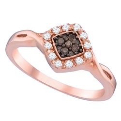 10kt Rose Gold Womens Round Cognac-brown Colored Diamon