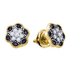 10KT Yellow Gold 0.29CTW BLACK DIAMOND MICRO-PAVE EARRI